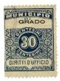 Marca da Bollo del Comune di GRADO su Carta Bianca di dimensioni 25 x 30,5 mm