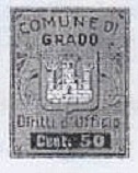 Marca da Bollo del Comune di GRADO su Carta Bianca di dimensioni 21,5 x 27,5 mm