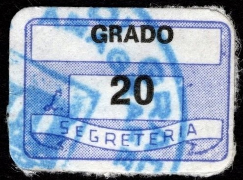 Marca da Bollo del Comune di GRADO su Carta Bianca di dimensioni 20,5 x 14 mm