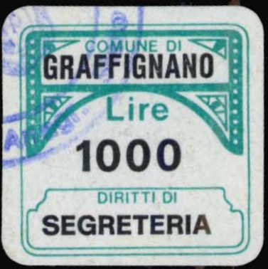 Marca da Bollo del Comune di GRAFFIGNANO su di dimensioni 20 x 20,5 mm
