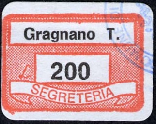 Marca da Bollo del Comune di GRAGNANO TREBBIENSE su Carta Bianca di dimensioni 19 x 14 mm