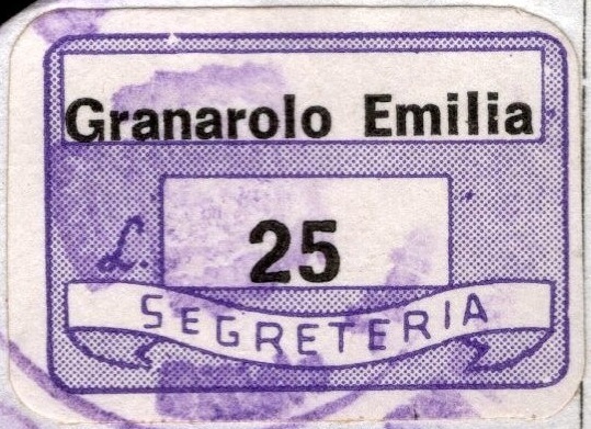 Marca da Bollo del Comune di GRANAROLO DELL´EMILIA su Carta Bianca di dimensioni 20 x 14 mm