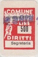 Marca da Bollo del Comune di GRAVINA IN PUGLIA su Carta Bianca di dimensioni 18 x 25 mm