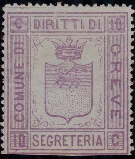 Marca da Bollo del Comune di GREVE IN CHIANTI su Carta Bianca di dimensioni 28 x 33 mm