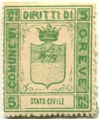 Marca da Bollo del Comune di GREVE IN CHIANTI su Carta Bianca di dimensioni 28 x 33 mm