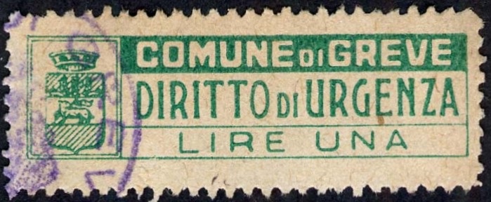 Marca da Bollo del Comune di GREVE IN CHIANTI su Carta Bianca di dimensioni 44,5 x 12 mm