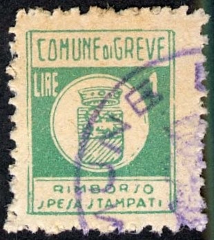 Marca da Bollo del Comune di GREVE IN CHIANTI su Carta Bianca di dimensioni 22 x 26 mm