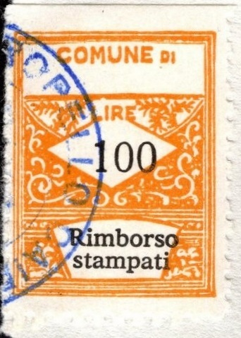 Marca da Bollo del Comune di GROPELLO CAIROLI su Carta Bianca di dimensioni 20 x 28 mm