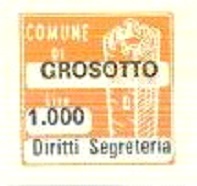 Marca da Bollo del Comune di GROSOTTO su Carta Bianca di dimensioni 20 x 20 mm