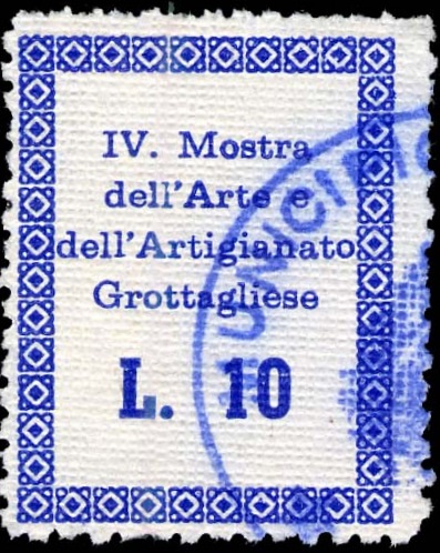 Marca da Bollo del Comune di GROTTAGLIE su Carta Bianca di dimensioni mm