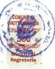 Marca da Bollo del Comune di GROTTAMINARDA su Carta Bianca di dimensioni 18 x 21,5 mm