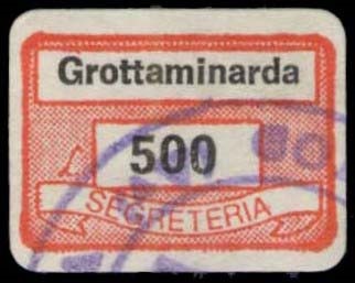 Marca da Bollo del Comune di GROTTAMINARDA su Carta Bianca di dimensioni 19 x 14 mm