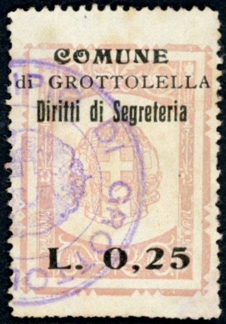 Marca da Bollo del Comune di GROTTOLELLA su Carta Bianca Sottile di dimensioni mm