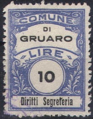 Marca da Bollo del Comune di GRUARO su Carta Bianca di dimensioni mm