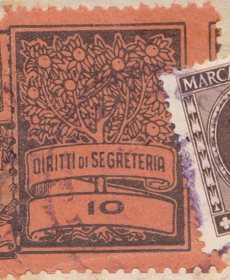 Marca da Bollo del Comune di GRUGLIASCO su Carta Bianca di dimensioni 22 x 28,5 mm
