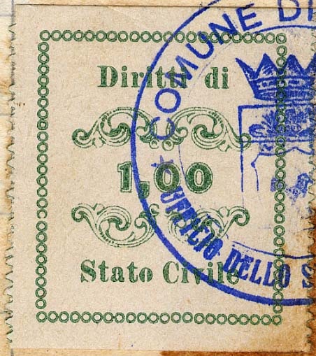 Marca da Bollo del Comune di GUALDO DI MACERATA su Carta Bianca Sottile di dimensioni 26 x 27 mm