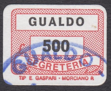 Marca da Bollo del Comune di GUALDO DI MACERATA su di dimensioni 18,5 x 14 mm