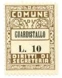 Marca da Bollo del Comune di GUARDISTALLO su Carta Bianca di dimensioni 24 x 32 mm