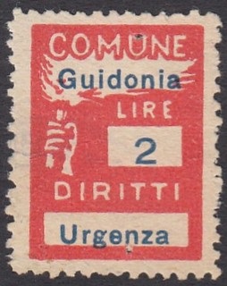 Marca da Bollo del Comune di GUIDONIA MONTECELIO su Carta Bianca di dimensioni 18,5 x 25 mm