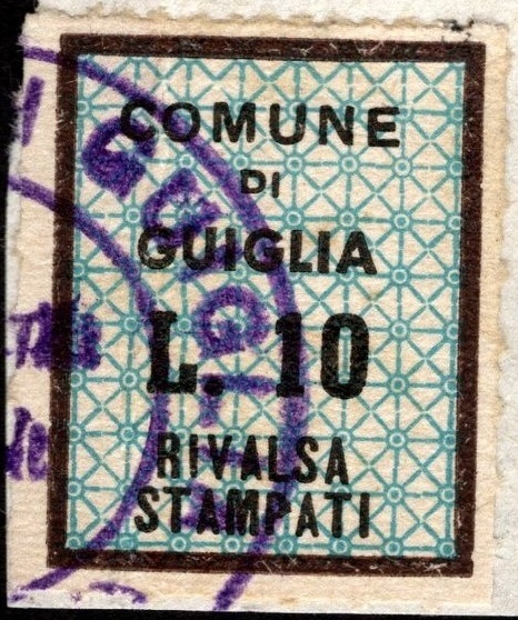 Marca da Bollo del Comune di GUIGLIA su di dimensioni 17,5 x 22 mm