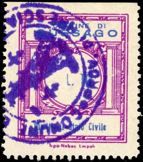 Marca da Bollo del Comune di GUSSAGO su Carta Bianca di dimensioni 21 x 25 mm