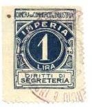 Marca da Bollo del Comune di IMPERIA su Carta Bianca di dimensioni 21,5 x 28,5 mm
