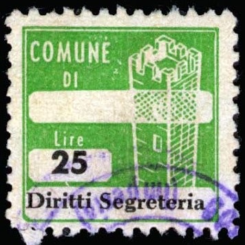 Marca da Bollo del Comune di IMPERIA su Carta Bianca di dimensioni 20 x 20 mm