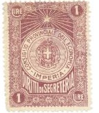 Marca da Bollo del Comune di IMPERIA su Carta Bianca di dimensioni 28 x 38 mm
