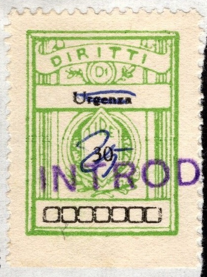 Marca da Bollo del Comune di INTROD su Carta Bianca di dimensioni 21 X 27 mm