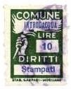 Marca da Bollo del Comune di INTRODACQUA su Carta Bianca Sottile di dimensioni 18 X 25,5 mm