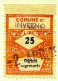 Marca da Bollo del Comune di INVERNO E MONTELEONE su di dimensioni 22 x 28,5 mm
