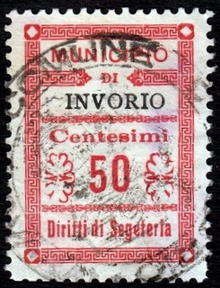 Marca da Bollo del Comune di INVORIO su Carta Bianca di dimensioni 22 x 31,5 mm