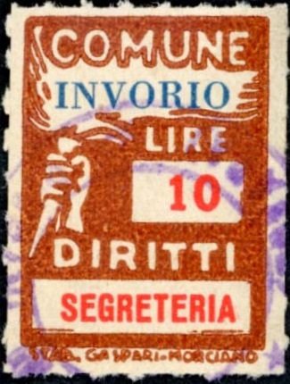Marca da Bollo del Comune di INVORIO su Carta Bianca Sottile di dimensioni 1505 x 26 mm
