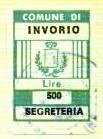 Marca da Bollo del Comune di INVORIO su Carta Bianca di dimensioni 17,5 x 25,5 mm