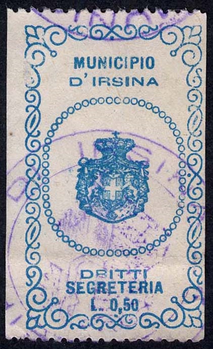 Marca da Bollo del Comune di IRSINA su Carta Bianca di dimensioni mm