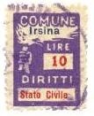 Marca da Bollo del Comune di IRSINA su Carta Bianca di dimensioni 18 x 25 mm
