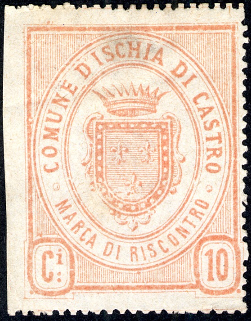 Marca da Bollo del Comune di ISCHIA DI CASTRO su Carta Bianca di dimensioni 31 x 39 mm