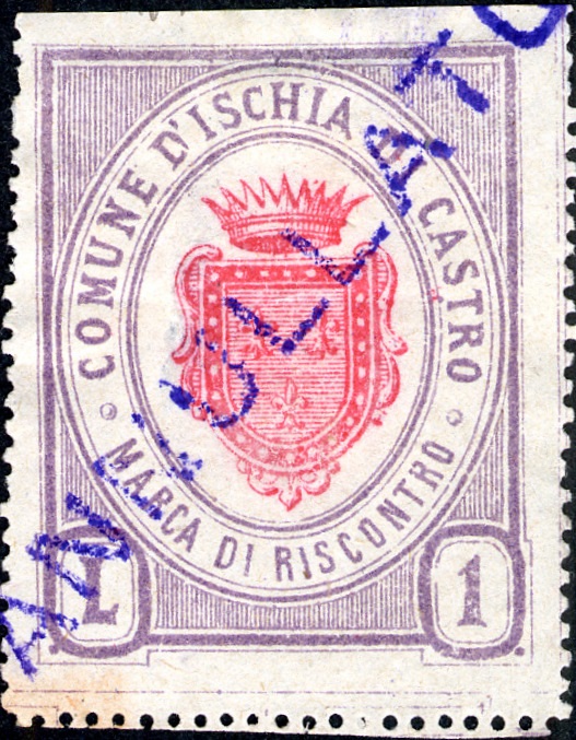 Marca da Bollo del Comune di ISCHIA DI CASTRO su Carta Bianca di dimensioni 21 x 39 mm