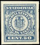 Marca da Bollo del Comune di ISERNIA su Carta Bianca Sottile di dimensioni 28 x 33 mm
