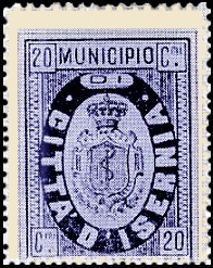 Marca da Bollo del Comune di ISERNIA su Carta Bianca di dimensioni 24 x 32 mm