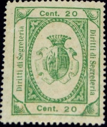 Marca da Bollo del Comune di ISOLA DELLA SCALA su Carta Bianca di dimensioni 23 x 27 mm