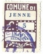 Marca da Bollo del Comune di JENNE su Carta Bianca di dimensioni 20 x 35 mm