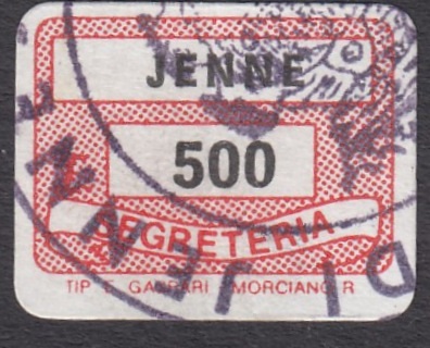 Marca da Bollo del Comune di JENNE su Carta Bianca di dimensioni 19 x 14 mm