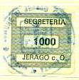 Marca da Bollo del Comune di JERAGO CON ORAGO su di dimensioni 19,5 x 18 mm