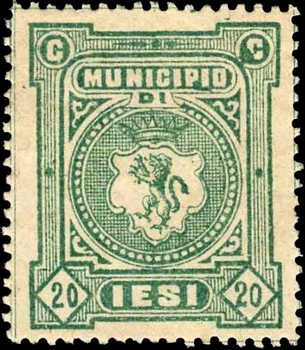 Marca da Bollo del Comune di JESI su Carta Bianca di dimensioni 25 x 30 mm
