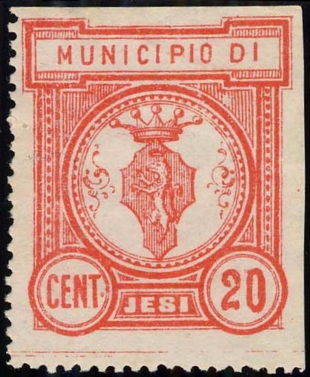 Marca da Bollo del Comune di JESI su Carta Bianca di dimensioni 26 x 31,5 mm