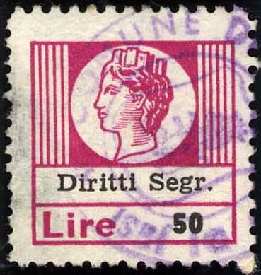 Marca da Bollo del Comune di JESI su Carta Bianca di dimensioni 19,5 x 21 mm