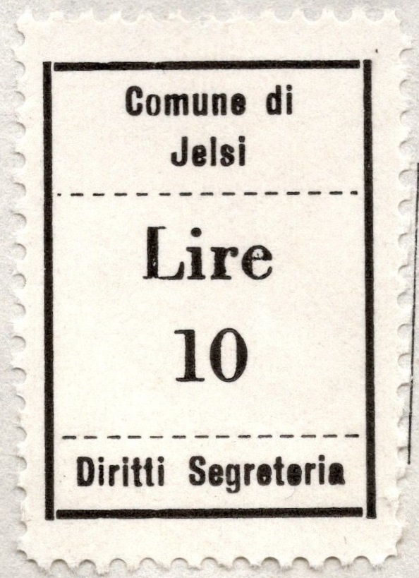 Marca da Bollo del Comune di JESI su Carta Bianca di dimensioni 21 x 28 mm