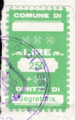 Marca da Bollo del Comune di JESI su Carta Bianca di dimensioni 11 x 18 mm