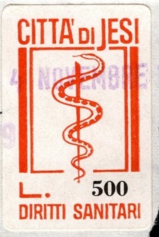 Marca da Bollo del Comune di JESI su Carta Bianca di dimensioni 17 x 26 mm